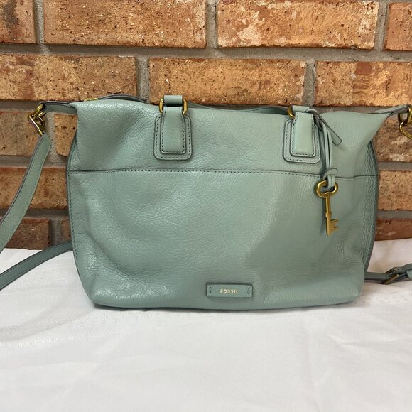 FOSSIL Julia Leather Satchel Sea Glass - Picture 1 of 4